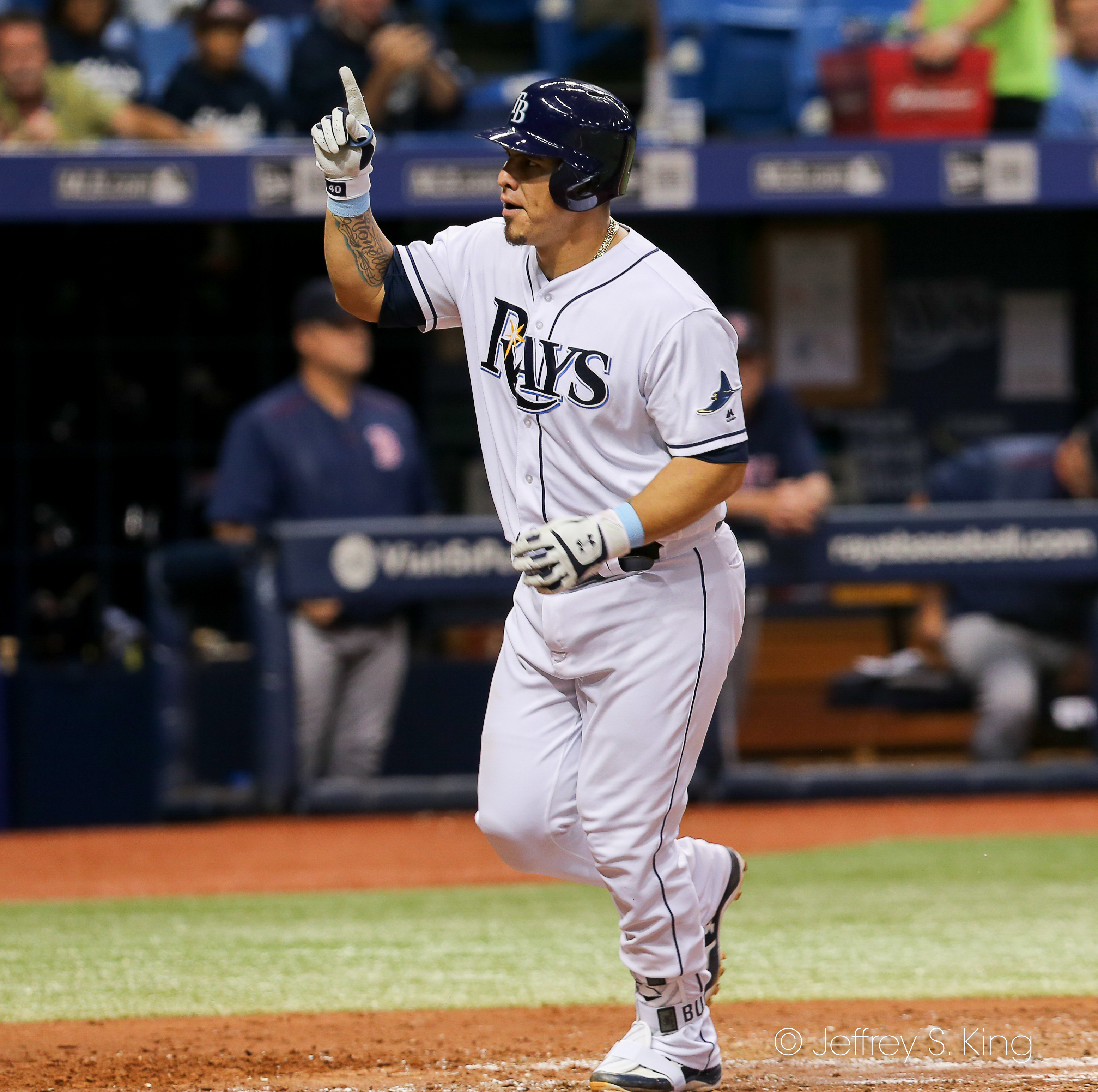 Ramos hit a two-run homer for the Rays./JEFFREY S. KING