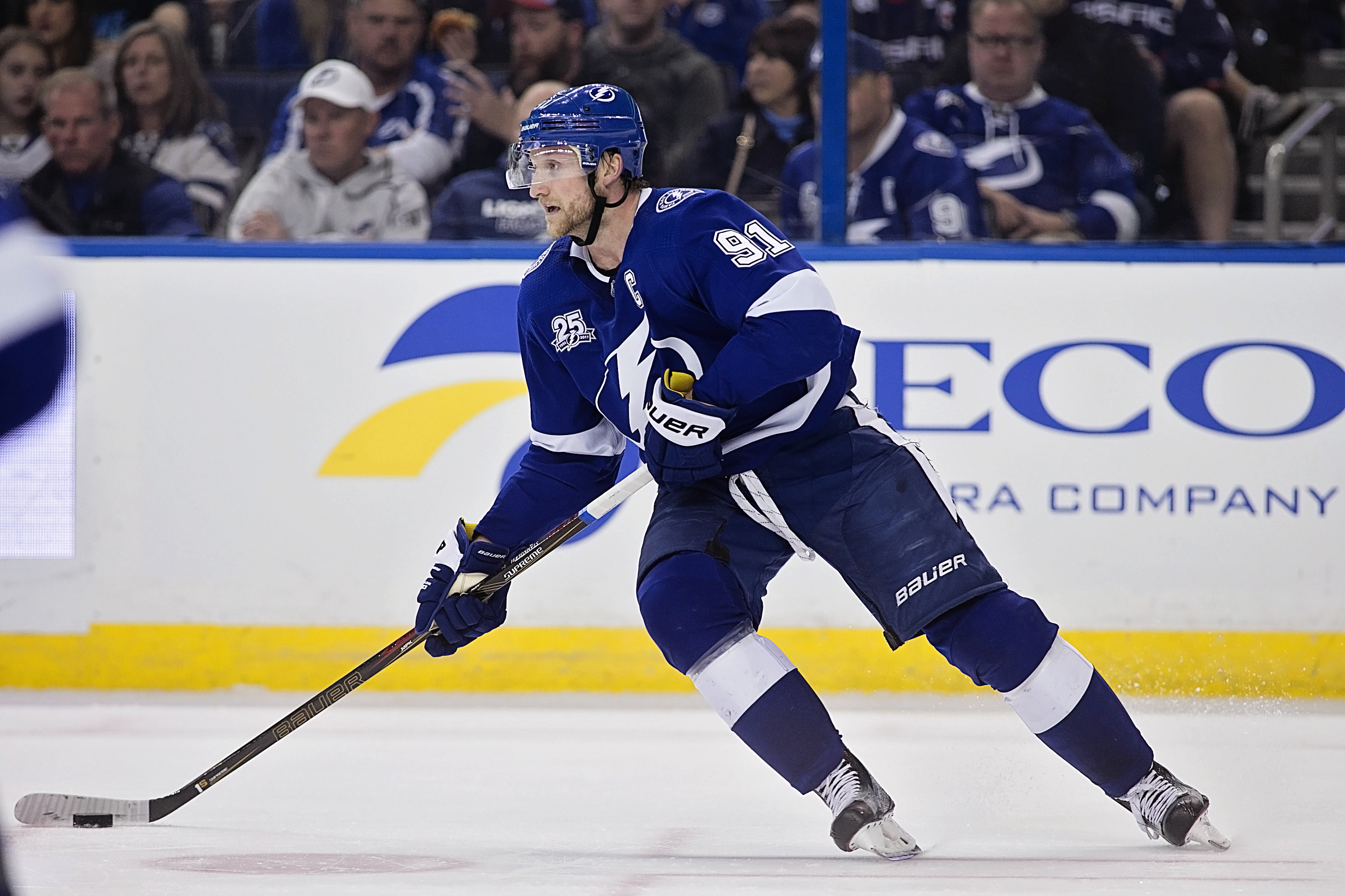 Stamkos had three assists for the Bolts./CARMEN MANDATO