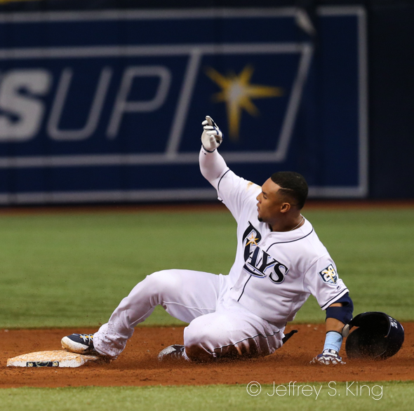 Gomez added three hits for the Rays./JEFFREY S. KING